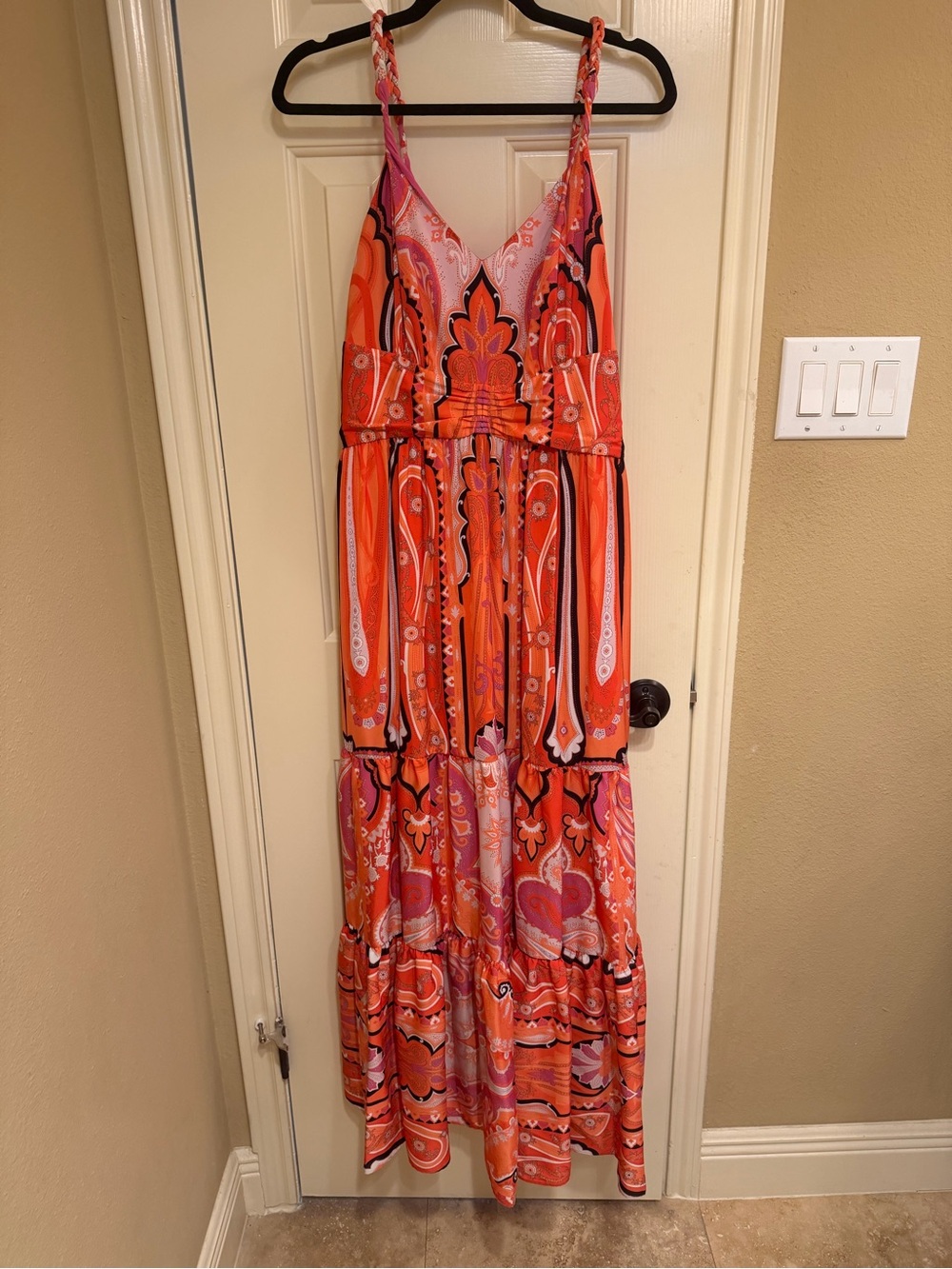 Kobi Halperin Orange and Pink Paisley Maxi Dress